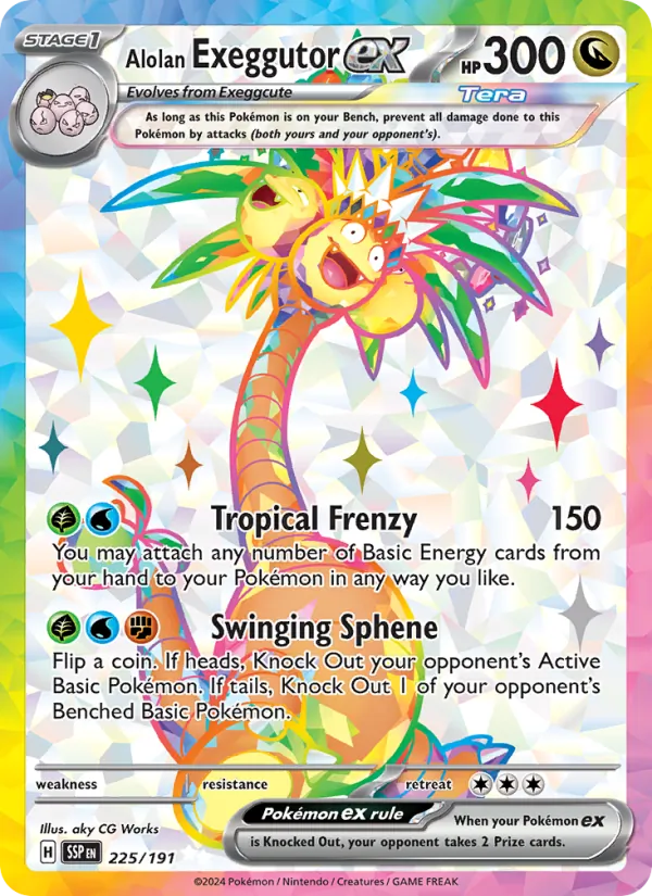 Alolan Exeggutor ex — Surging Sparks #225 (Pokémon TCG card)