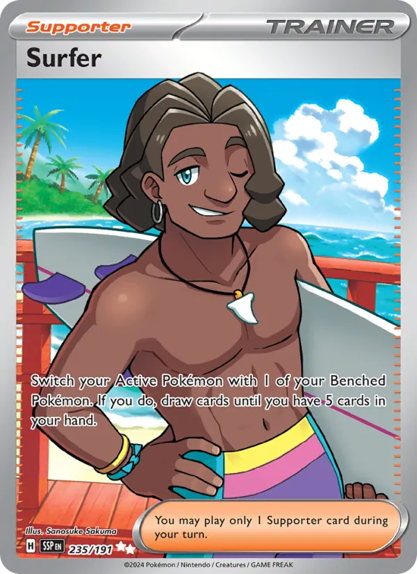 Surfer — Surging Sparks #235 (Pokémon TCG card)