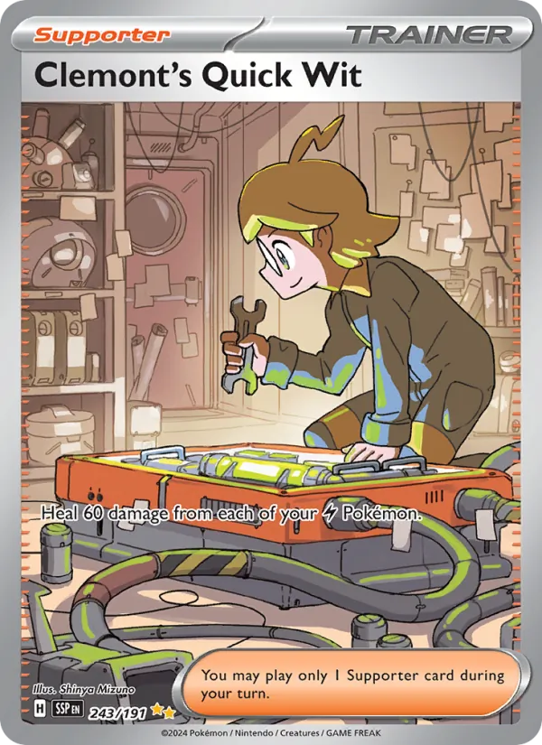 Clemont's Quick Wit — Surging Sparks #243 (Pokémon TCG card)