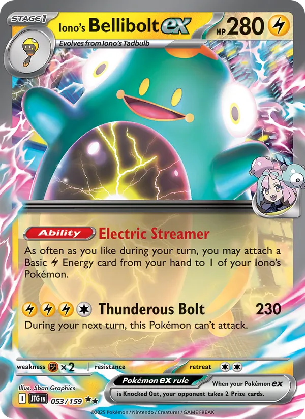 Iono's Bellibolt ex — Journey Together #053 (Pokémon TCG card)