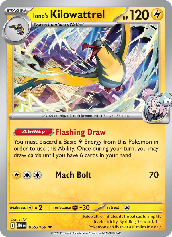 Iono's Kilowattrel — Journey Together #055 (Pokémon TCG card)
