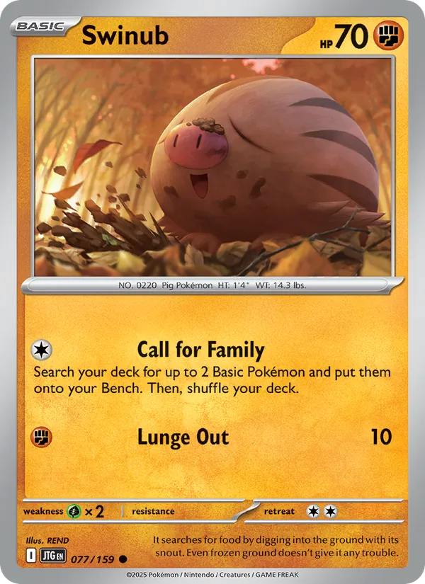 Swinub — Journey Together #077 (Pokémon TCG card)