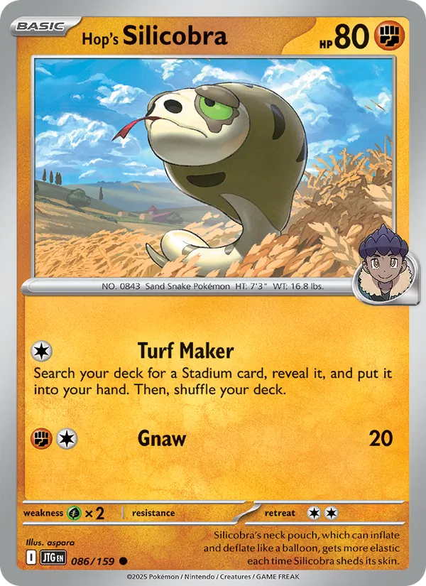 Hop's Silicobra — Journey Together #086 (Pokémon TCG card)