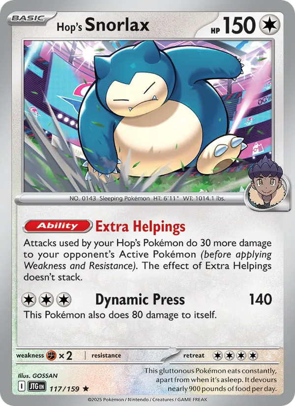Hop's Snorlax — Journey Together #117 (Pokémon TCG card)