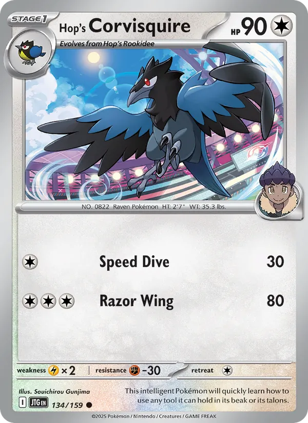 Hop's Corvisquire — Journey Together #134 (Pokémon TCG card)