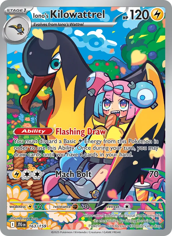 Iono's Kilowattrel — Journey Together #163 (Pokémon TCG card)