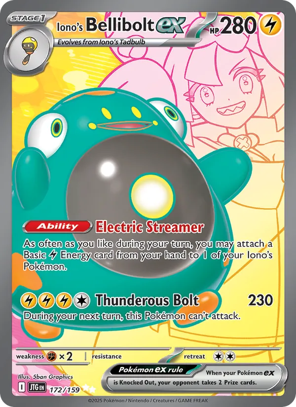 Iono's Bellibolt ex — Journey Together #172 (Pokémon TCG card)