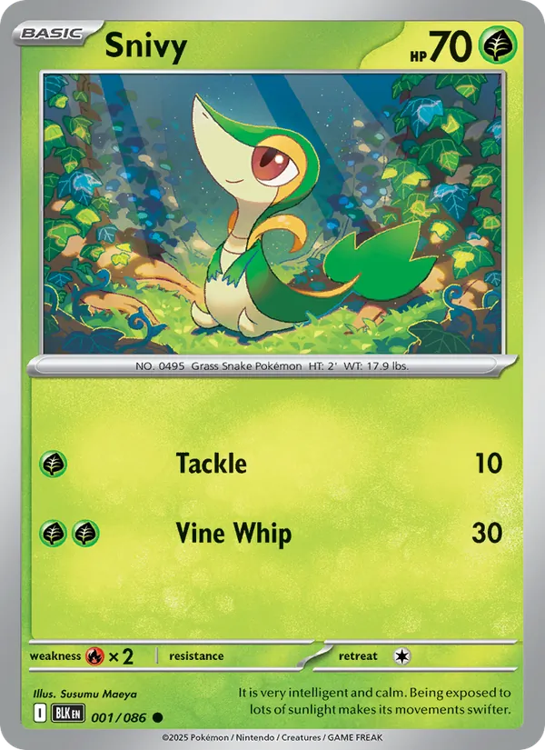 Snivy — Black Bolt #001 (Pokémon TCG card)