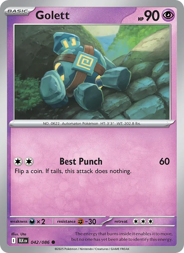 Golett — Black Bolt #042 (Pokémon TCG card)