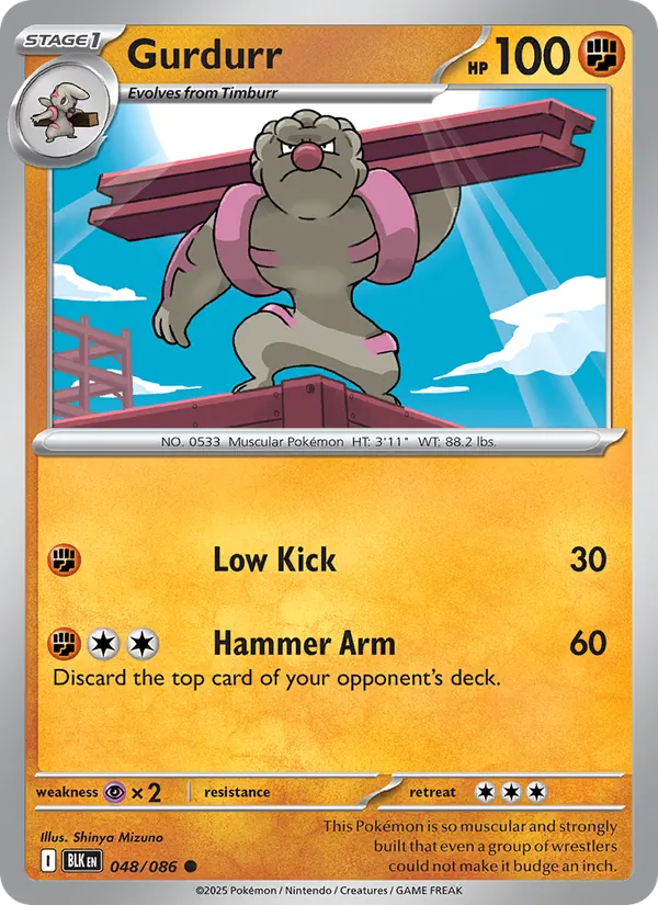 Gurdurr — Black Bolt #048 (Pokémon TCG card)