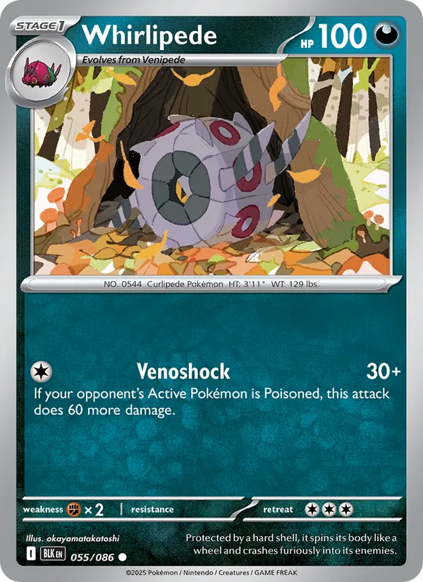 Whirlipede — Black Bolt #055 (Pokémon TCG card)