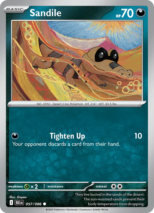 Sandile — Black Bolt #057 (Pokémon TCG card)