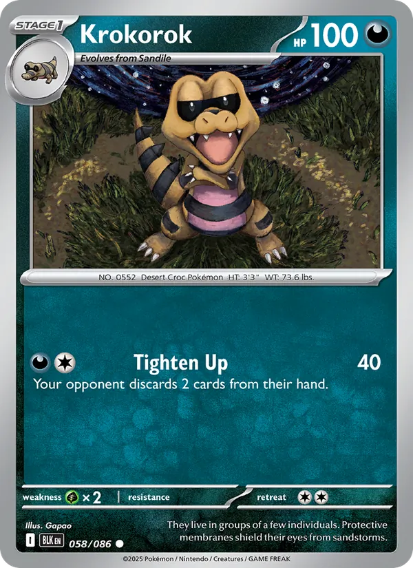 Krokorok — Black Bolt #058 (Pokémon TCG card)