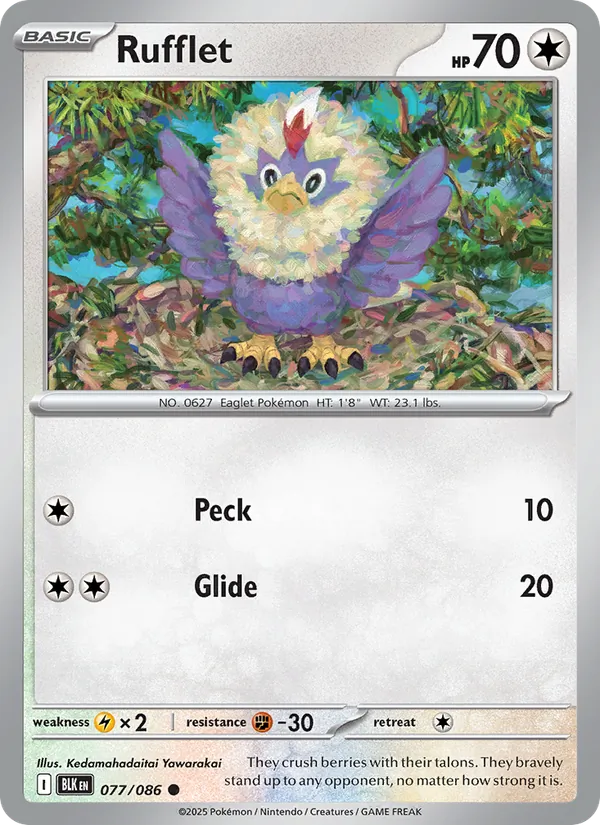 Rufflet — Black Bolt #077 (Pokémon TCG card)