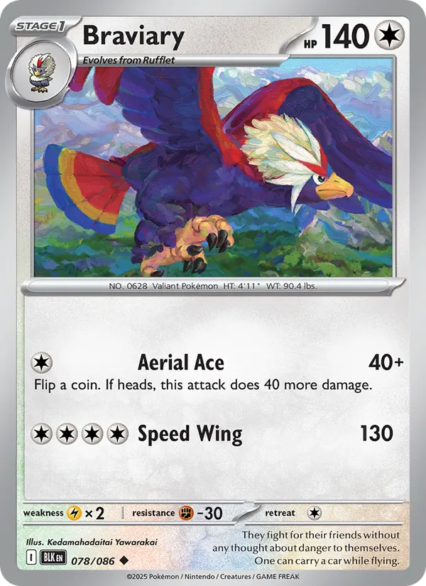 Braviary — Black Bolt #078 (Pokémon TCG card)