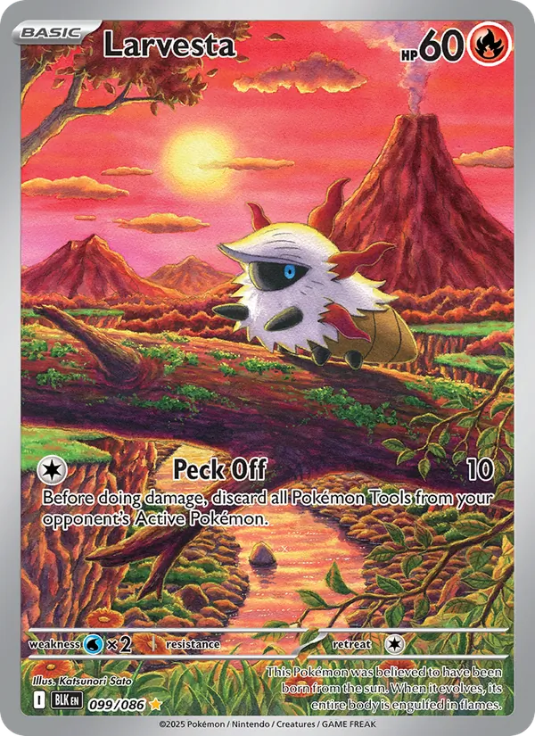 Larvesta — Black Bolt #099 (Pokémon TCG card)