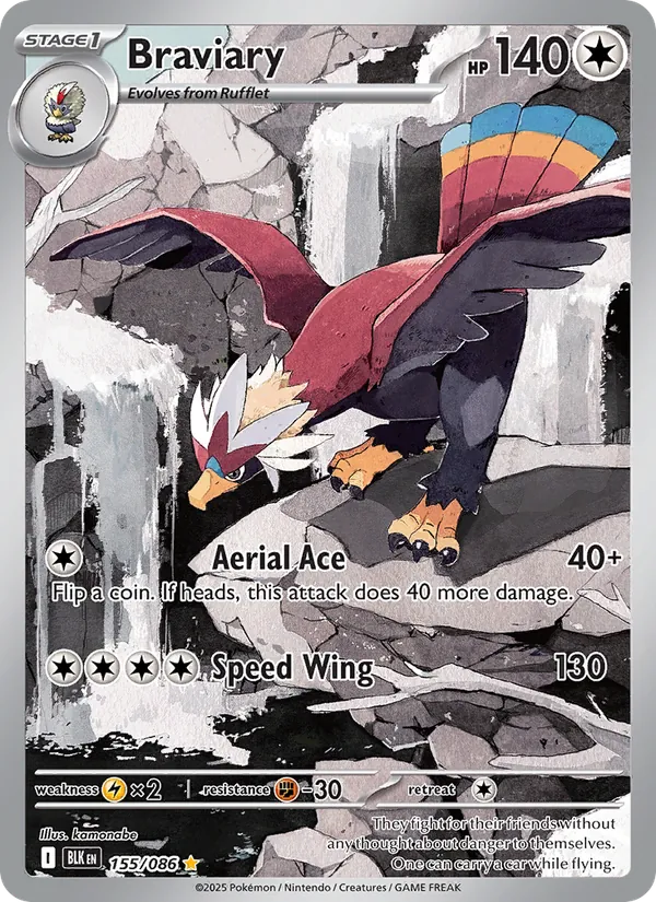 Braviary — Black Bolt #155 (Pokémon TCG card)