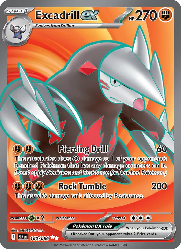 Excadrill ex — Black Bolt #160 (Pokémon TCG card)