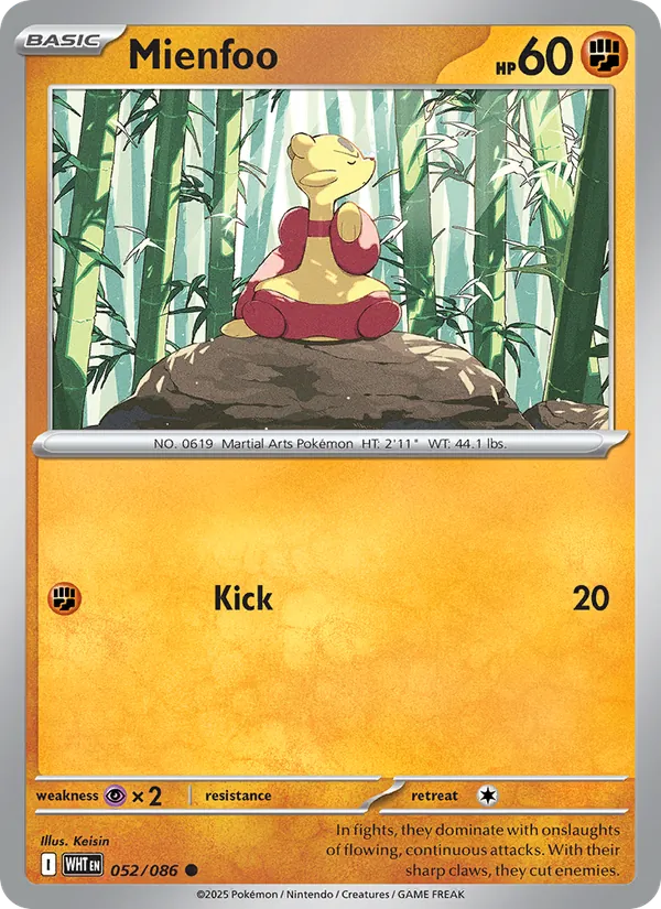 Mienfoo — White Flare #052 (Pokémon TCG card)