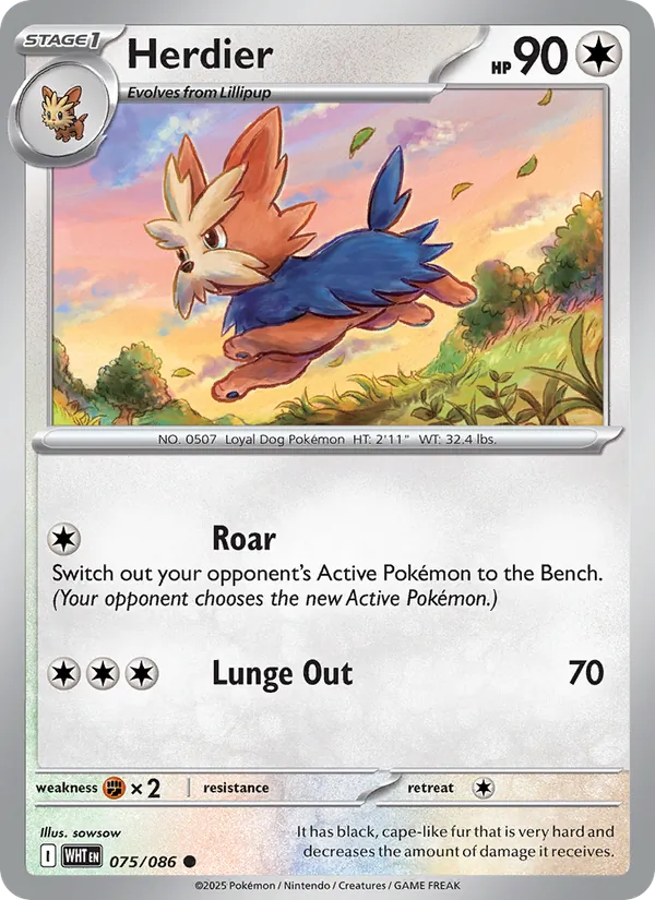 Herdier — White Flare #075 (Pokémon TCG card)