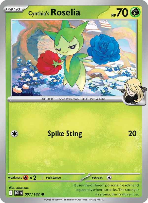 Cynthia's Roselia — Destined Rivals #007 (Pokémon TCG card)