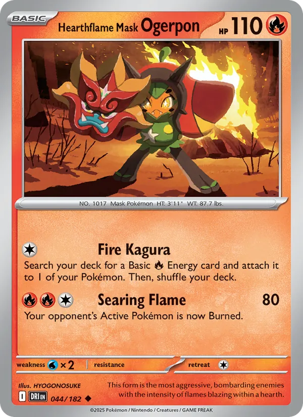 Hearthflame Mask Ogerpon — Destined Rivals #044 (Pokémon TCG card)