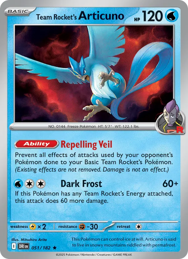 Team Rocket's Articuno — Destined Rivals #051 (Pokémon TCG card)