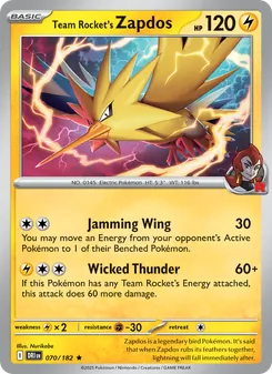 Team Rocket's Zapdos (Destined Rivals #070)