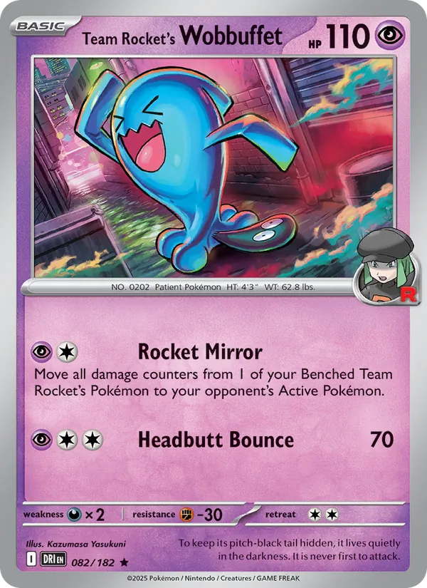 Team Rocket's Wobbuffet — Destined Rivals #082 (Pokémon TCG card)