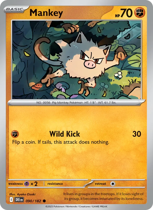 Mankey — Destined Rivals #090 (Pokémon TCG card)