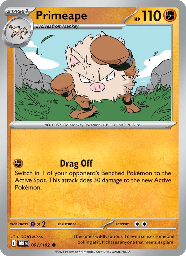 Primeape — Destined Rivals #091 (Pokémon TCG card)