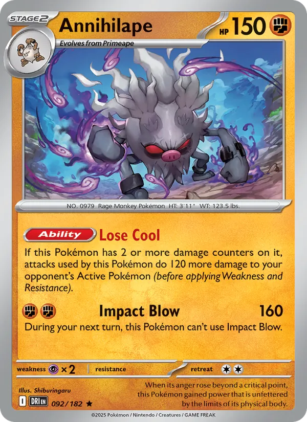 Annihilape — Destined Rivals #092 (Pokémon TCG card)