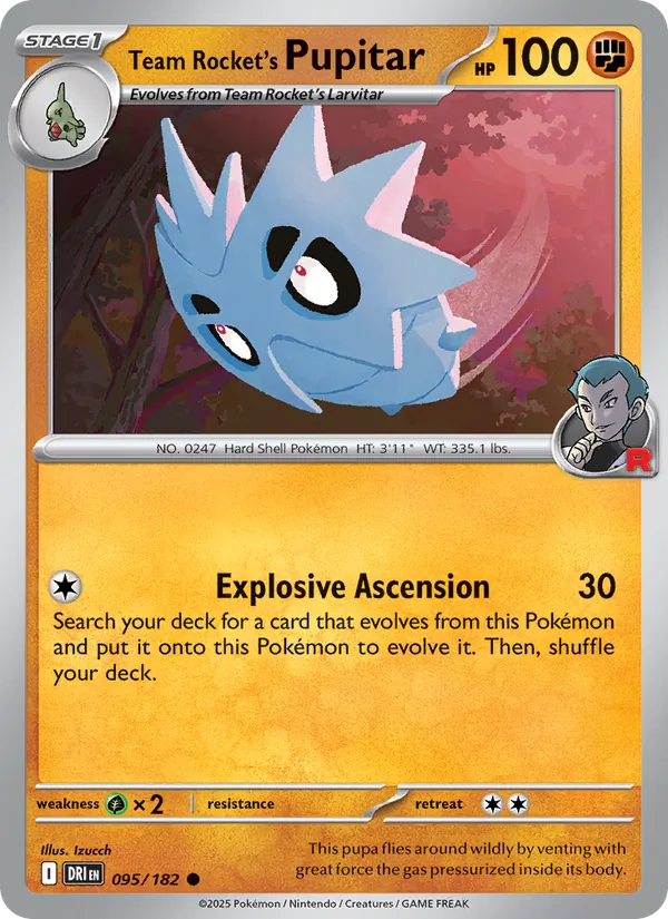 Team Rocket's Pupitar — Destined Rivals #095 (Pokémon TCG card)
