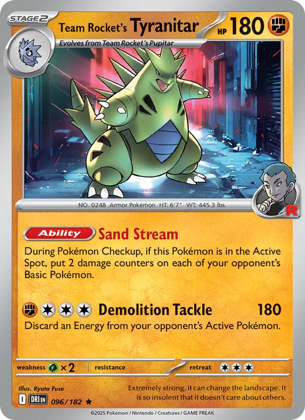 Team Rocket's Tyranitar — Destined Rivals #096 (Pokémon TCG card)