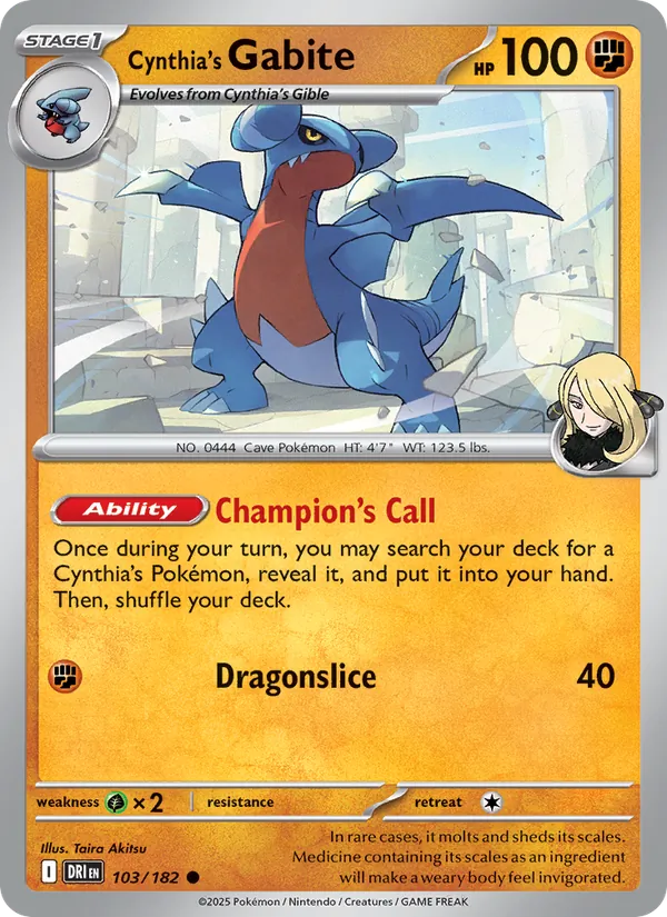 Cynthia's Gabite — Destined Rivals #103 (Pokémon TCG card)