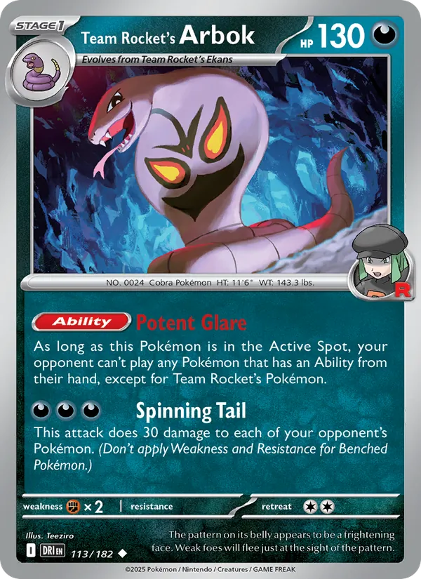 Team Rocket's Arbok — Destined Rivals #113 (Pokémon TCG card)