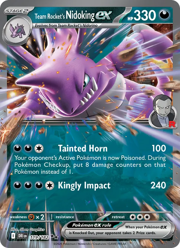 Team Rocket's Nidoking ex — Destined Rivals #119 (Pokémon TCG card)