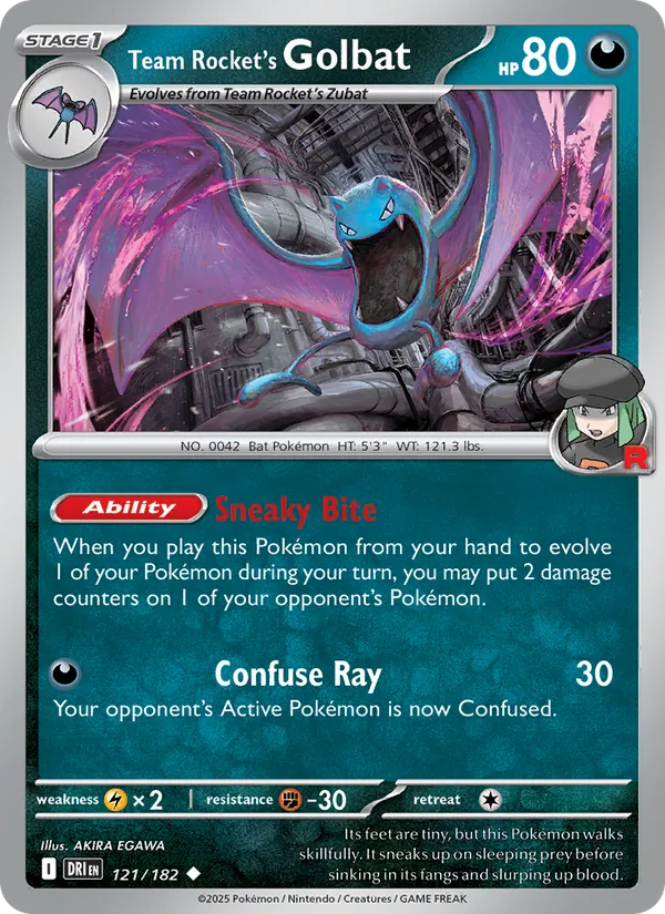 Team Rocket's Golbat — Destined Rivals #121 (Pokémon TCG card)
