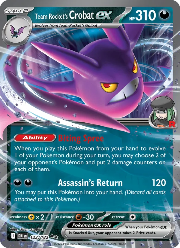 Team Rocket's Crobat ex — Destined Rivals #122 (Pokémon TCG card)