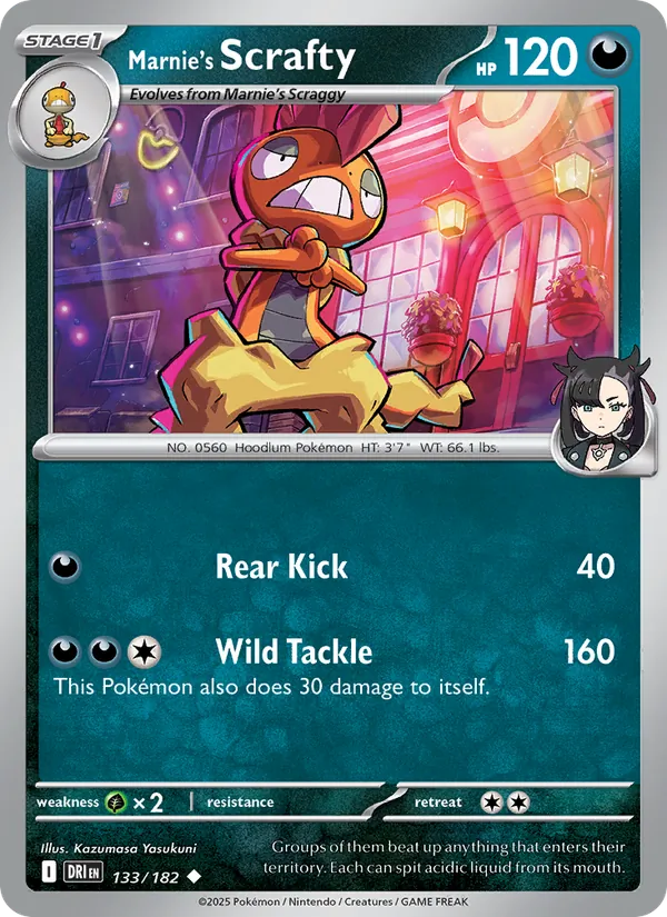 Marnie's Scrafty — Destined Rivals #133 (Pokémon TCG card)