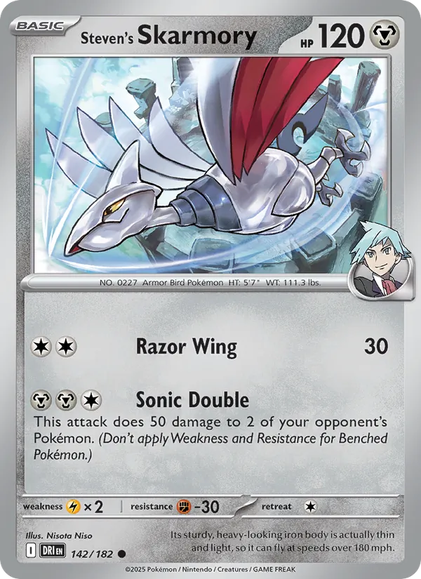Steven's Skarmory — Destined Rivals #142 (Pokémon TCG card)