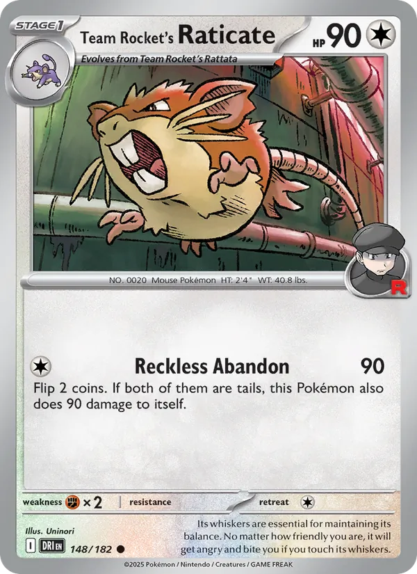 Team Rocket's Raticate — Destined Rivals #148 (Pokémon TCG card)