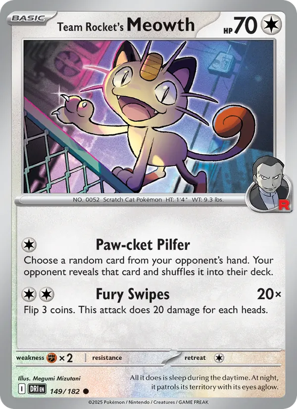 Team Rocket's Meowth — Destined Rivals #149 (Pokémon TCG card)