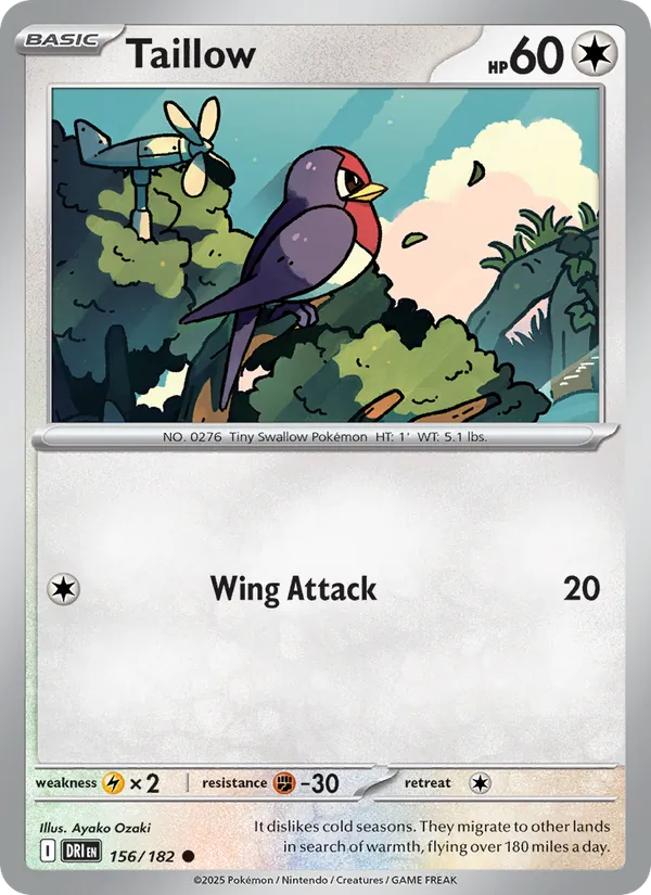 Taillow — Destined Rivals #156 (Pokémon TCG card)