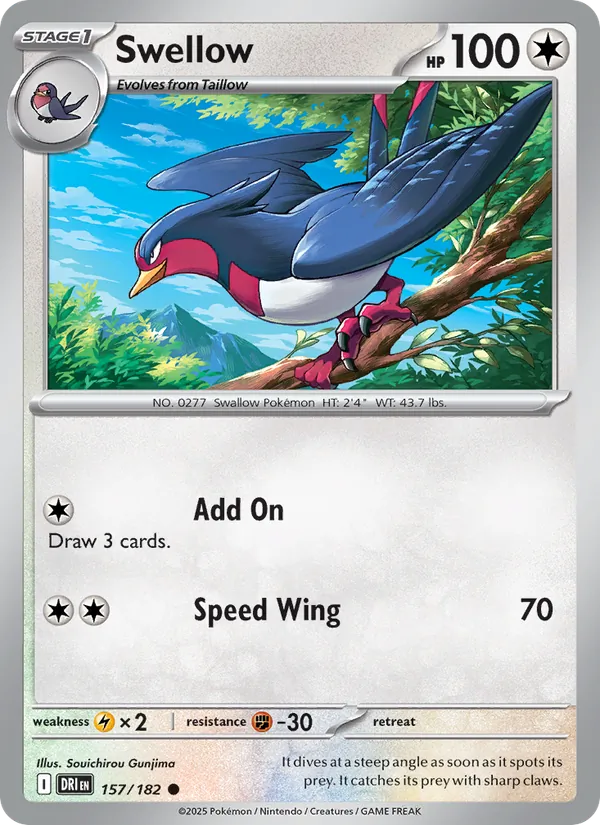 Swellow — Destined Rivals #157 (Pokémon TCG card)
