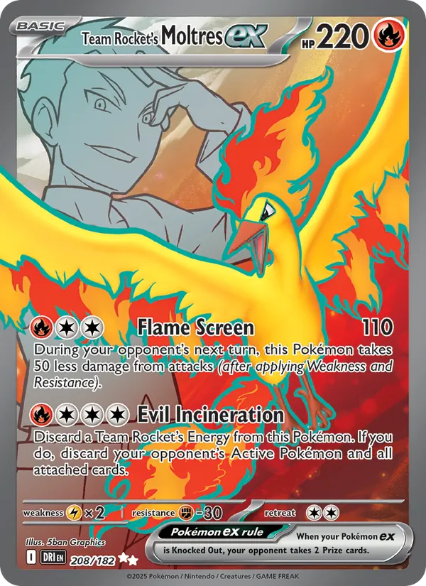 Team Rocket's Moltres ex — Destined Rivals #208 (Pokémon TCG card)
