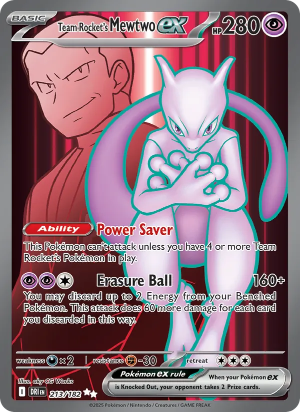 Team Rocket's Mewtwo ex — Destined Rivals #213 (Pokémon TCG card)