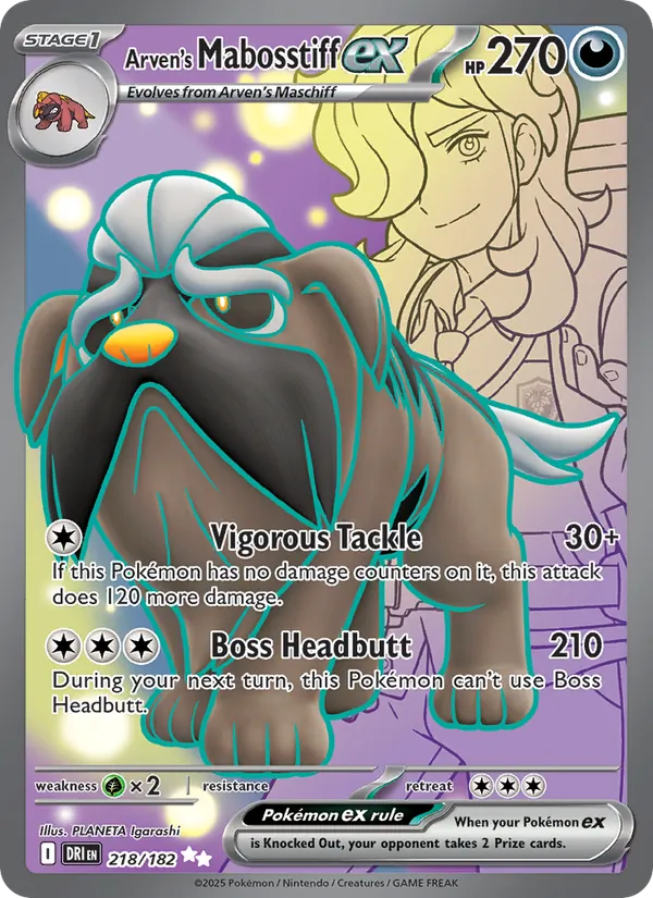 Arven's Mabosstiff ex — Destined Rivals #218 (Pokémon TCG card)