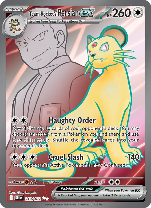 Team Rocket's Persian ex — Destined Rivals #219 (Pokémon TCG card)