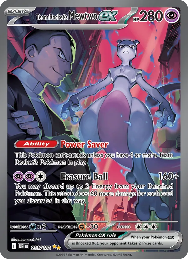 Team Rocket's Mewtwo ex — Destined Rivals #231 (Pokémon TCG card)